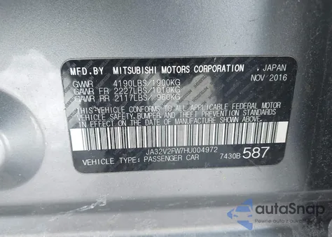 2017 Mitsubishi Lancer Es/Se/Sel из США, поврежденный, VIN JA32V2FW7HU004972